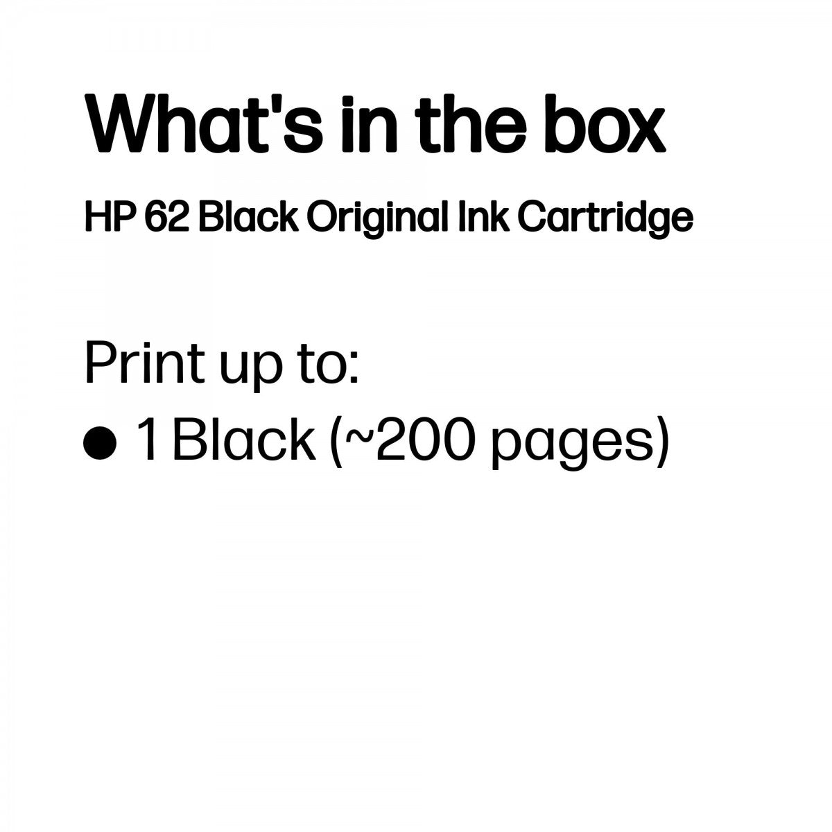 HP 62 Black Original Ink Cartridge cartouche d'encre 1 piece(s) Noir
