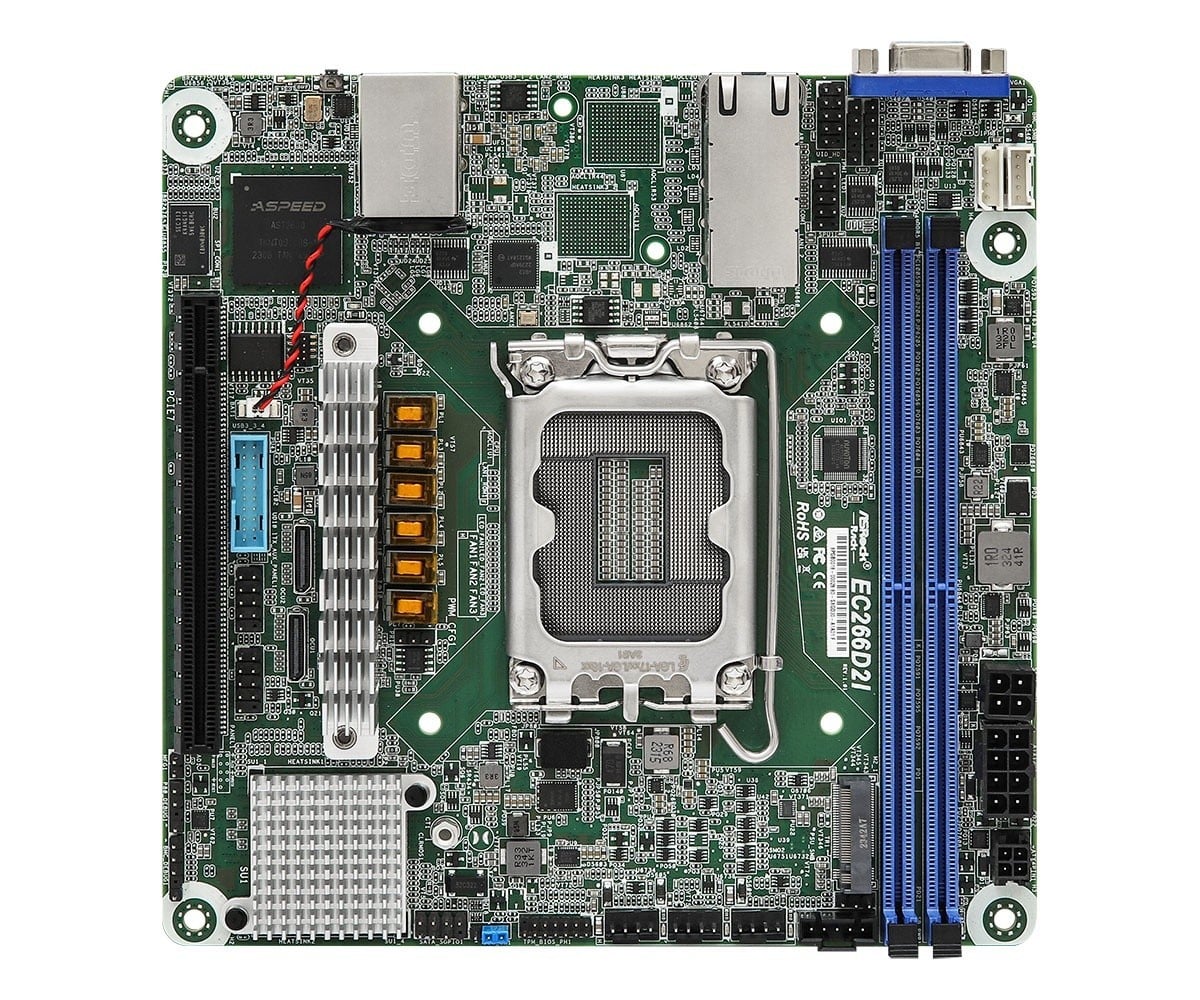 ASRock EC266D2I, 1xSKT LGA 1700, Intel E-2400, C266, SATA, NVMe, 1xM.2, 2xGbE, IPMI
