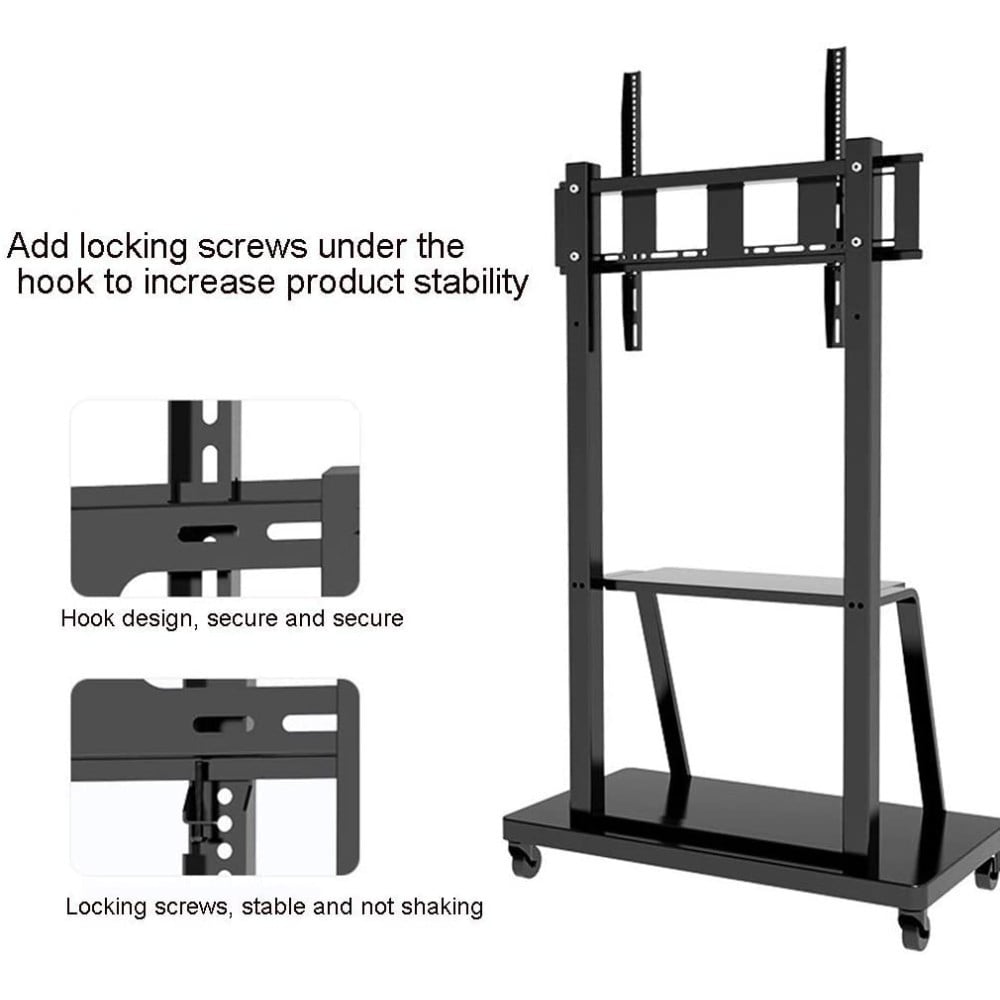 "Techly ICA-TR30 Support TV mobile 55-100"" jusqu'a 150kg réglable 2 étageres"