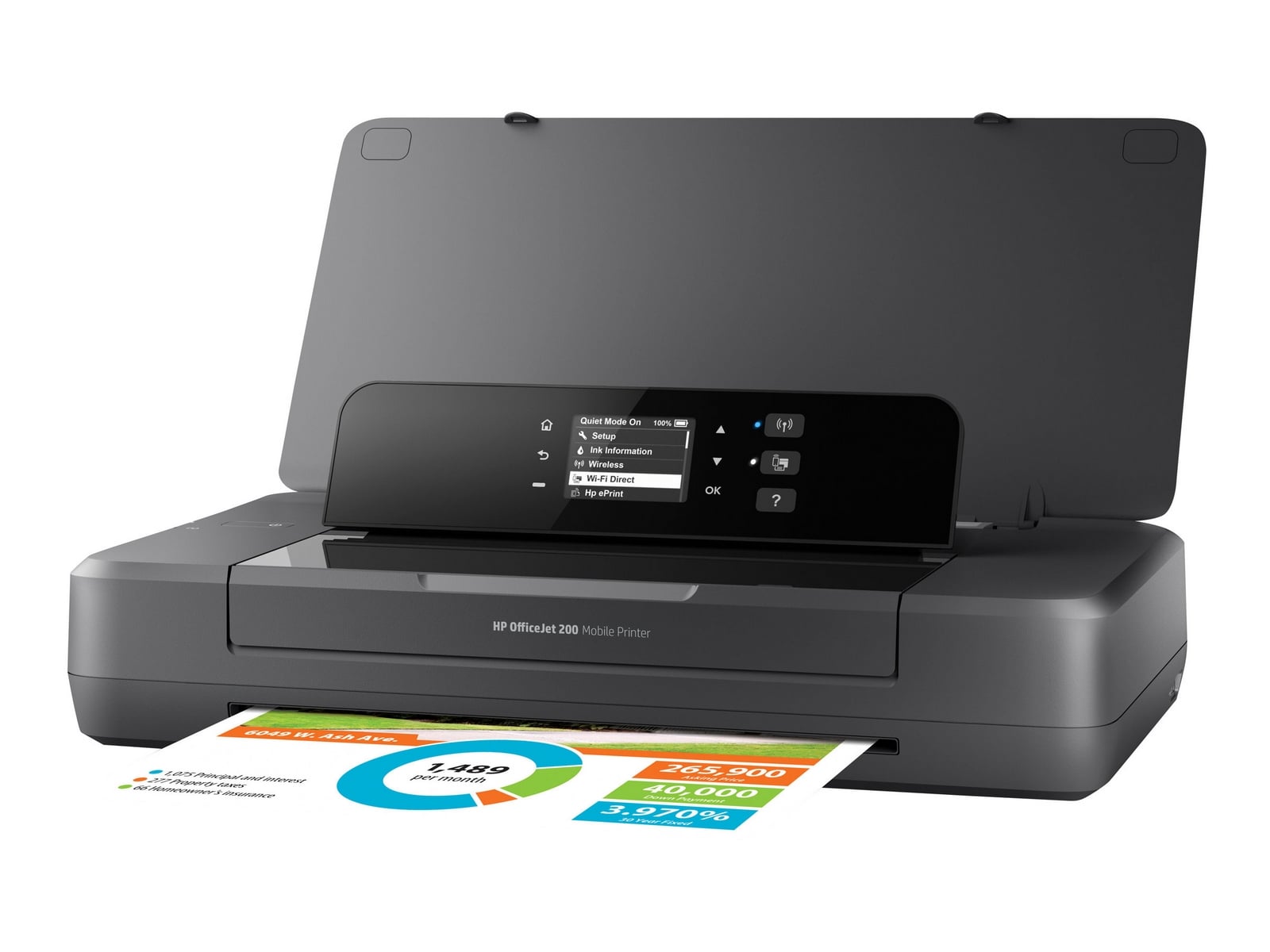 HP Officejet Imprimante portable 200, Imprimer, Impression sur façade par port USB