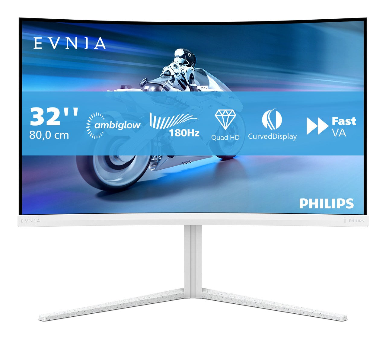 PHILIPS 31.5p 2560x1440 VA Curved 1500R 130mm EVNIA 5000 Ambiglow Curved QHD 2K 180Hz Fast VA 1ms GtG HDR10