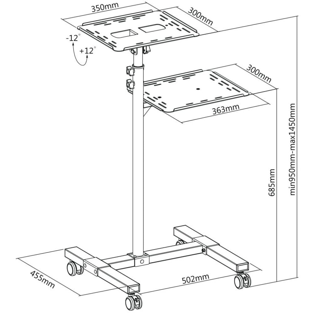 Techly ICA-TB TPM-10 Table de projecteur en métal