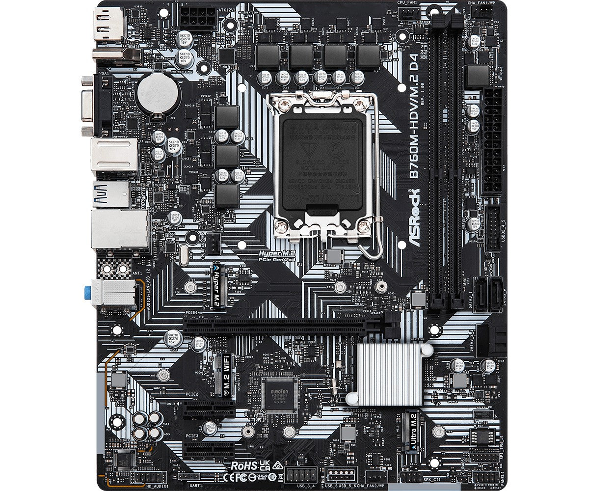 ASRock 90-MXBL40-A0UAYZ Carte mere B760M HDV Micro ATX avec support DDR4 et M.2