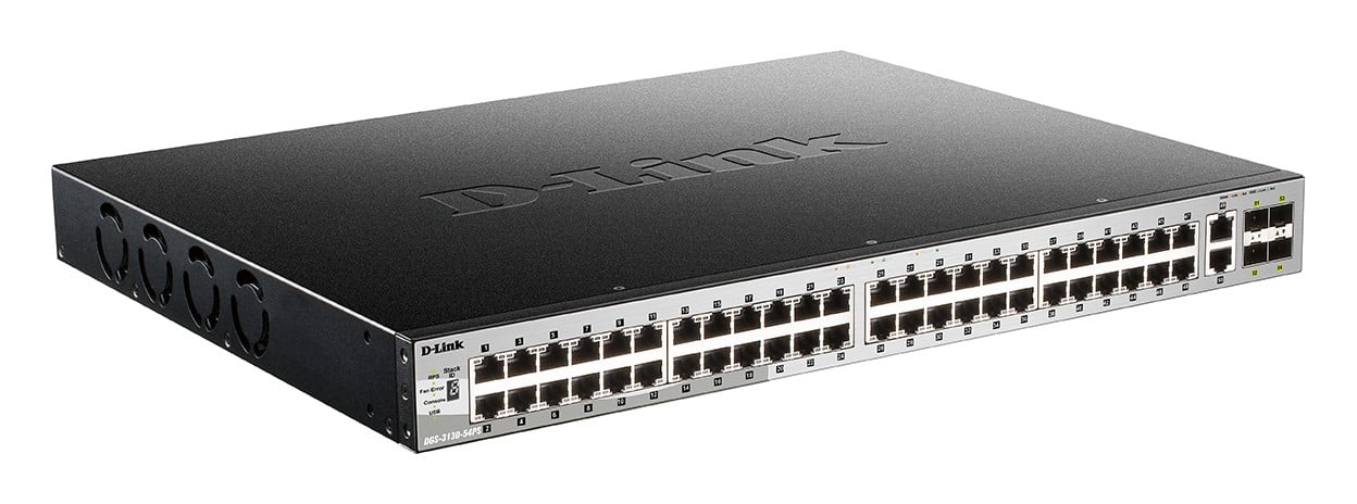 D-LINK Switch L3 Light 48 Gigabit PoE/PoE+ Ports & 2 10GBASE-T Ports & 4 10GbE SFP+ Ports 370W PoE Budget 740W with DPS-700