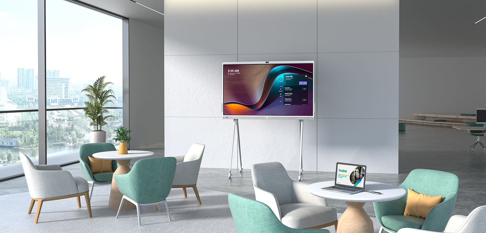 "Yealink MeetingBoard Écran plat interactif 165,1 cm (65"") LED Wifi 4K Ultra HD Noir Écran tactile Intégré dans le processeur Android 10"