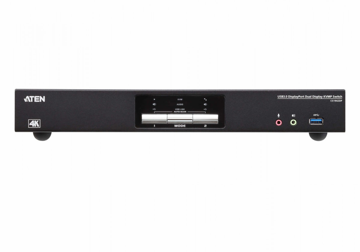 Commutateur KVMP™ deux affichage DisplayPort 4K 2 ports USB 3.0 - 4096 x 2160 pixels - Ethernet/LAN - 4K Ultra HD - 3,48 W - Noir