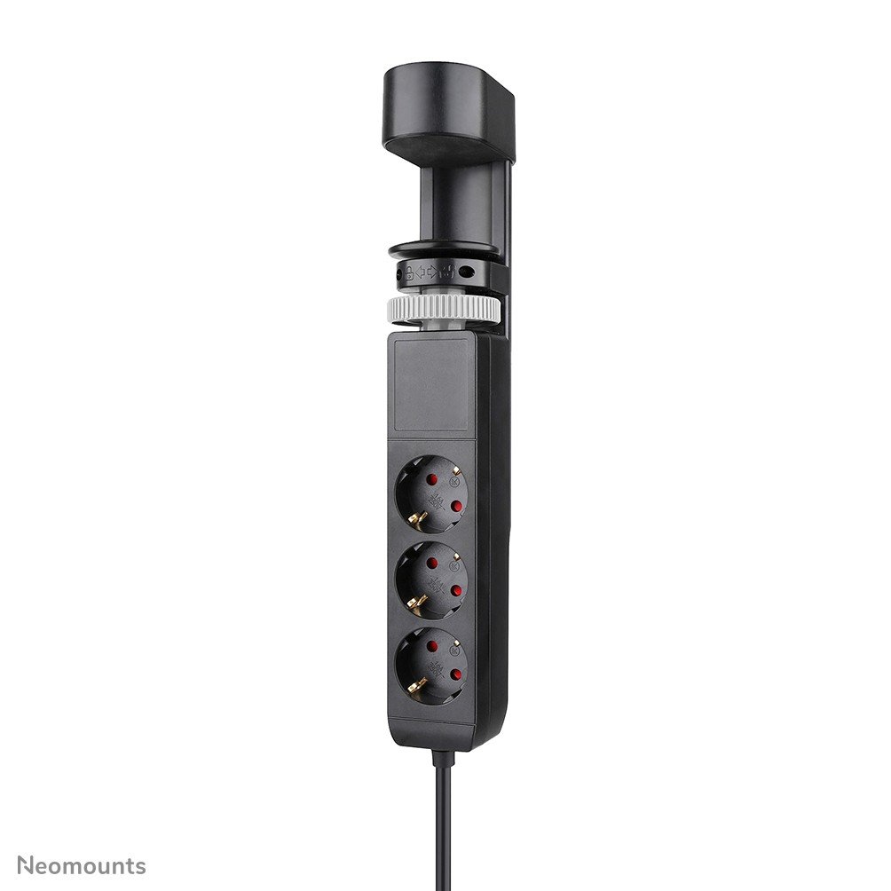 NEOMOUNTS VOLT Desk Clamp socket with Quick-charge USB Ports clamp 0-50mm 3x type-F 230V 1x USB-A 18W 2x USB-C 20W