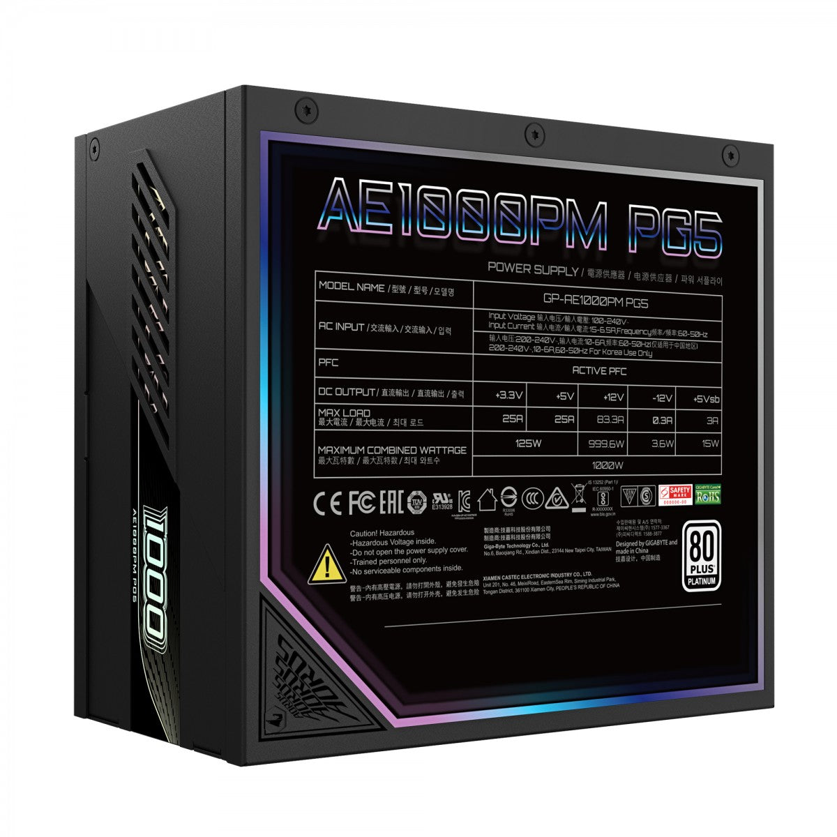 GIGABYTE AORUS ELITE P1000W unité d'alimentation d'énergie 1000 W 20+4 pin ATX Noir
