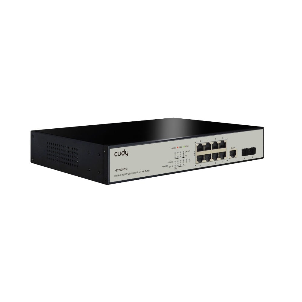 Cudy GS2008PS2 commutateur réseau Géré L2 Gigabit Ethernet (10/100/1000) Connexion Ethernet, supportant l'alimentation via ce port (PoE) Noir
