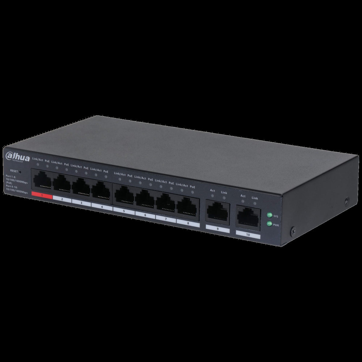 Dahua CS4010-8GT-110 Commutateur Gigabit de Bureau Géré par le Cloud de 10 Ports avec 8 Ports PoE
