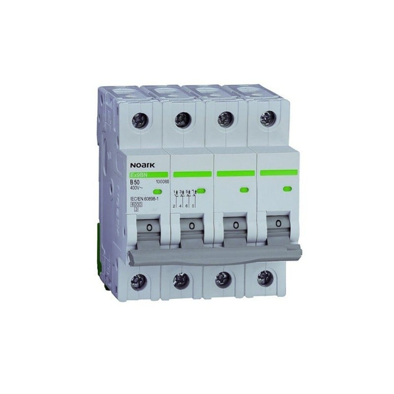 Disjoncteur de surcharge 6 kA, courbe B, 25 A, 4 pôles