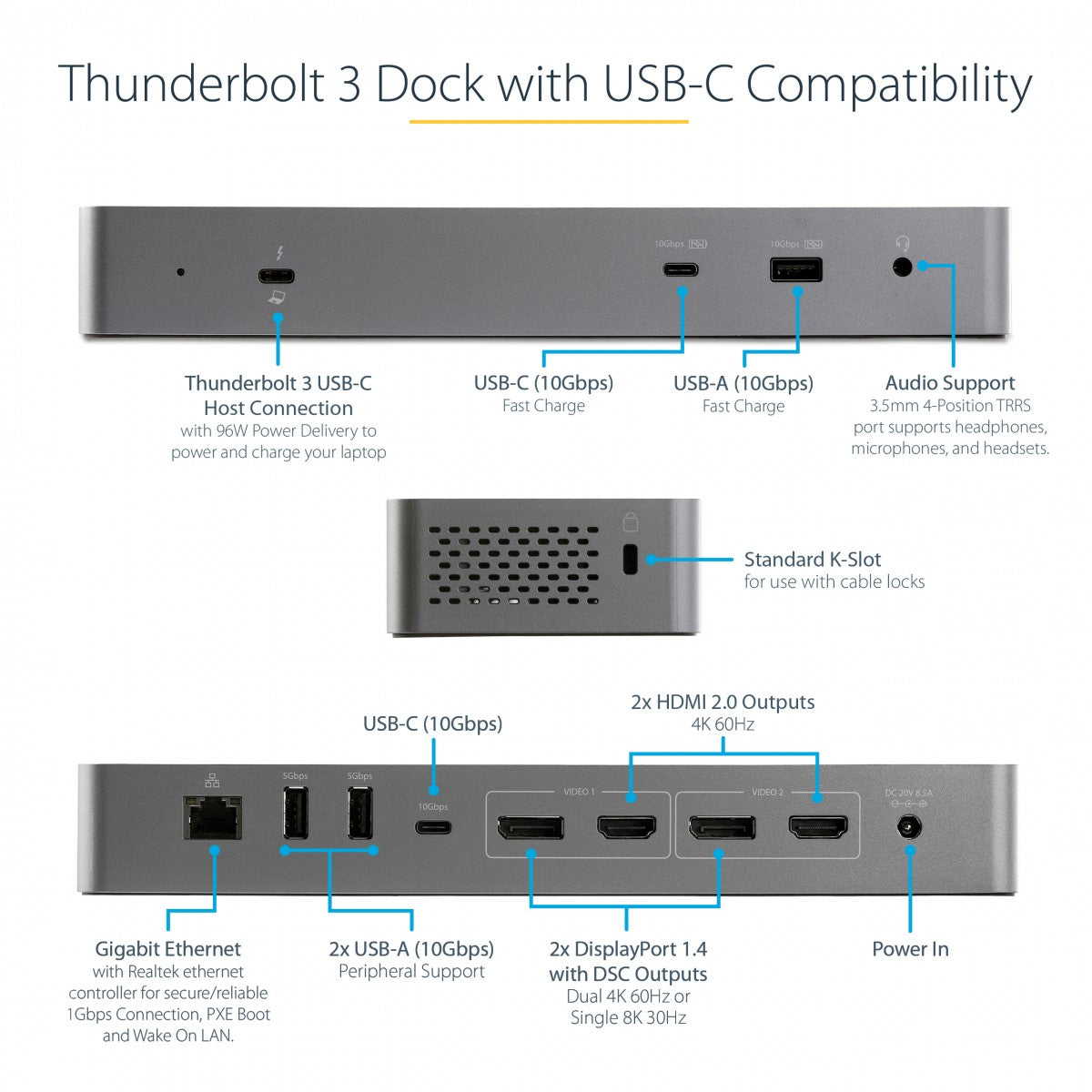 Thunderbolt 3 Dock USB-C/Dual 4K/96W PD