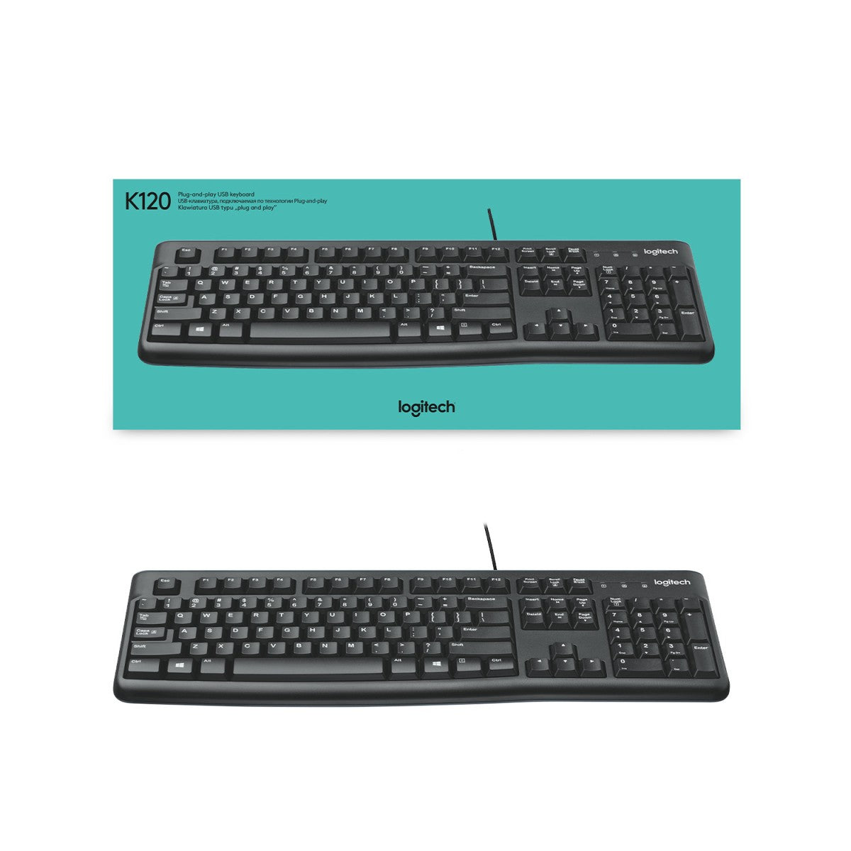 Logitech K120 clavier USB QWERTZ Suisse Noir