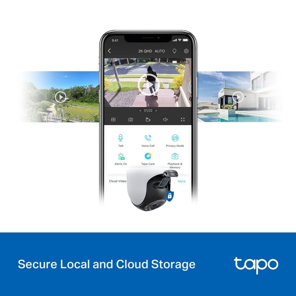 TP-LINK Outdoor Pan/Tilt Security Wi-Fi Camera 2K QHD 2560x1440 2.4GHz 2T2R 2x External Antennas 1x Ethernet Port