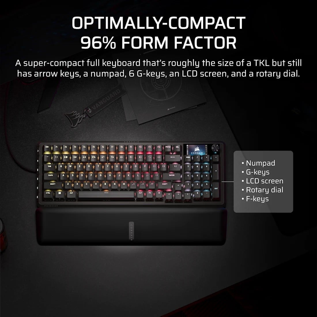 Clavier Corsair CH-91E911G-NA Gaming USB QWERTY US Anglais Noir