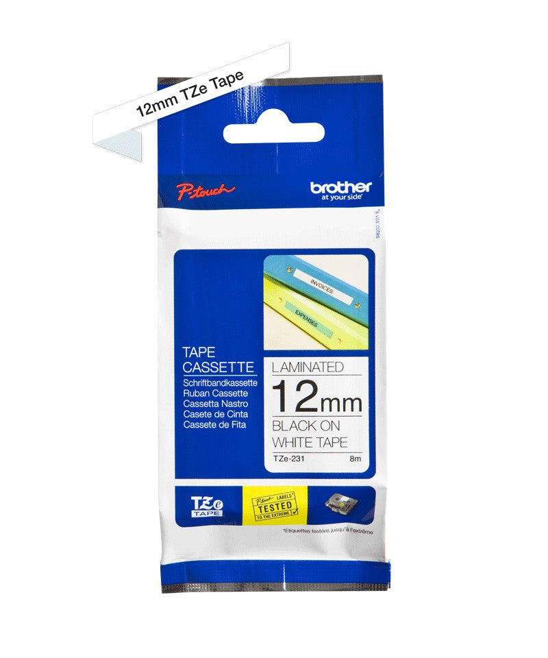 Tape/12mm black on white f P-Touch TZE