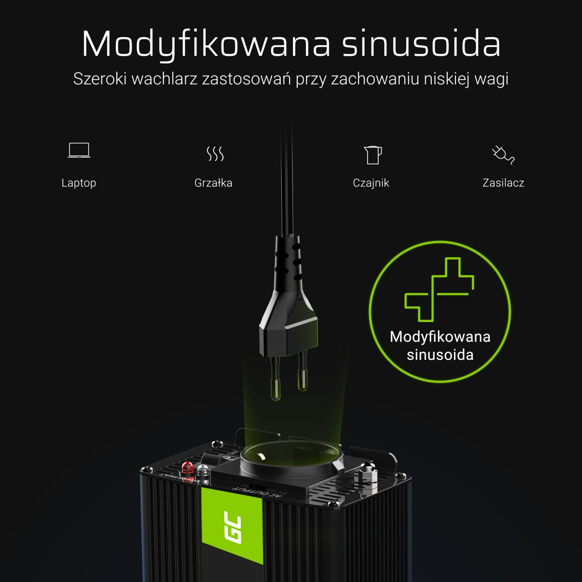 Green Cell INV08 - Extérieure - 12 V - 50 Hz - 1000 W - 230 V - DC-to-AC