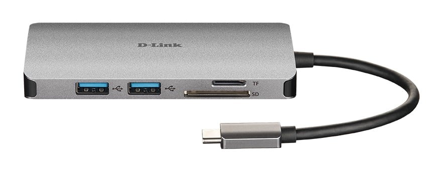 D-LINK USB-C 8-en-1 HDMI SD /microSD card reader and charging