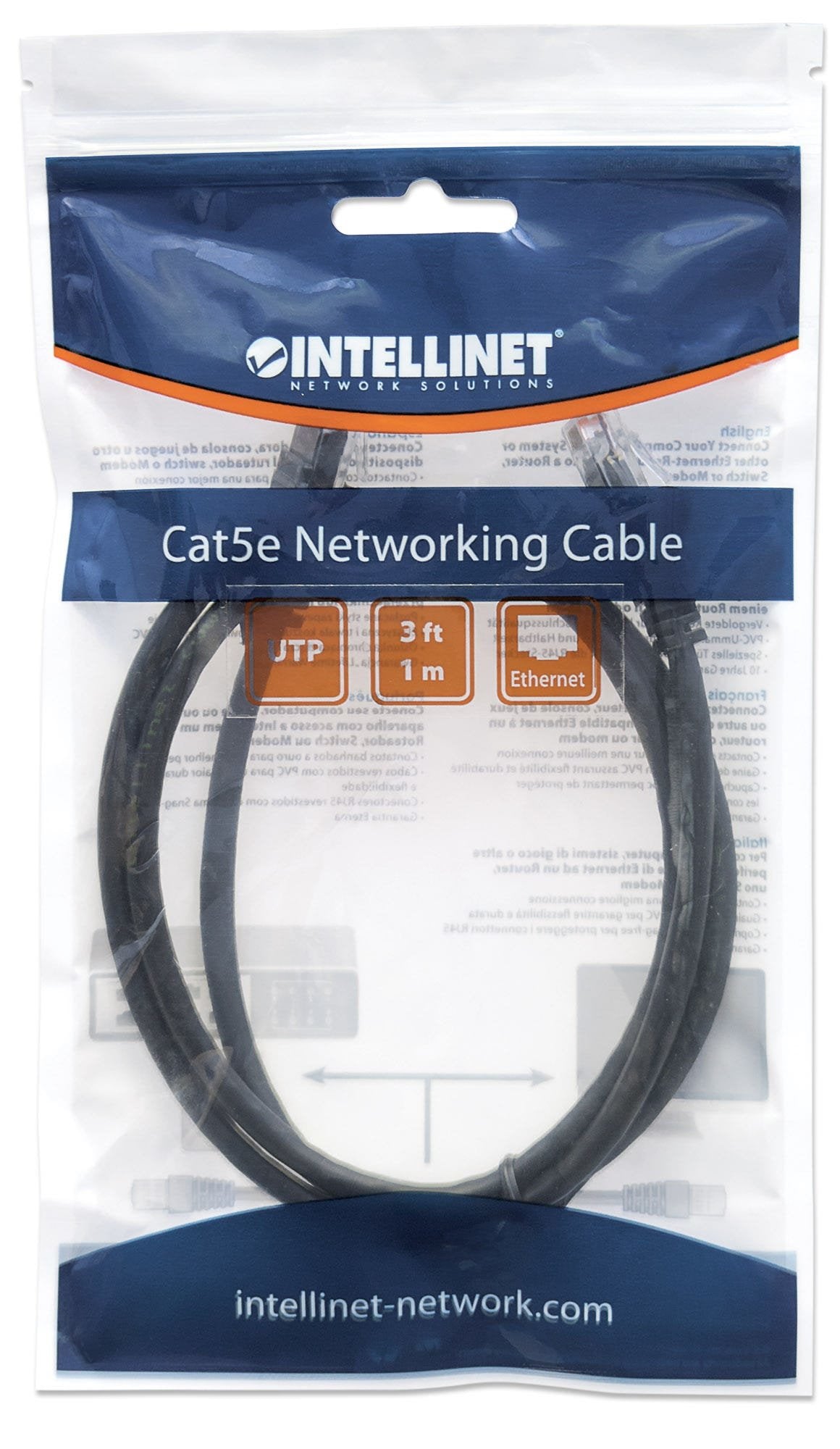Intellinet 1m Cat5e câble de réseau Noir U/UTP (UTP)