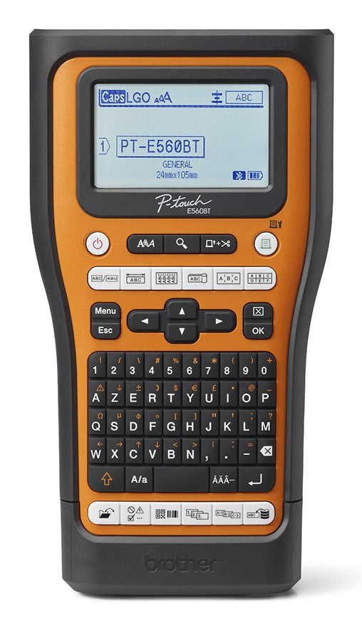 Brother PT-E560BTVP imprimante pour étiquettes Transfert thermique 180 x 180 DPI 20 mm/sec Avec fil &sans fil HSE/TZe Bluetooth QWERTZ