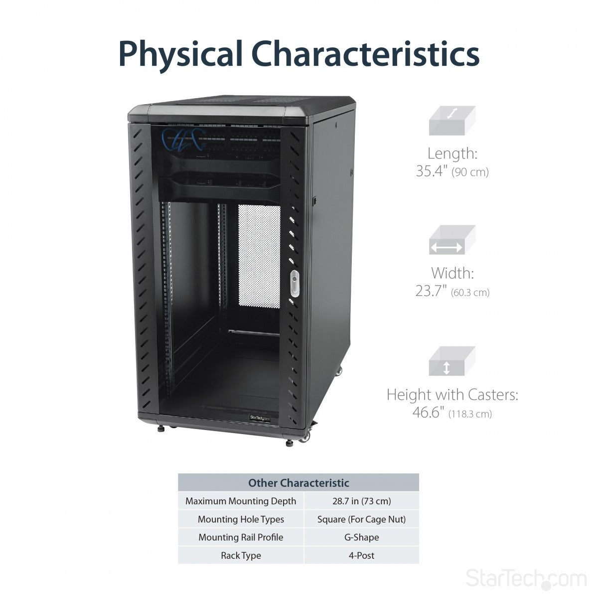 22U 91cm Knock-Down Server Rack Cabinet