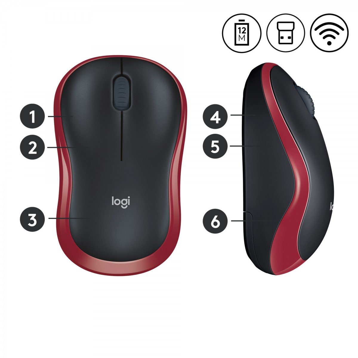 Wireless Mouse M185 Red EER