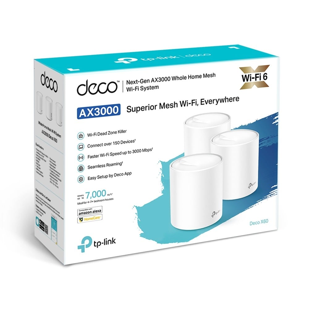 Systeme Wi-Fi maillé TP-Link Deco X60 pour toute la maison Wi-Fi 6 double bande 3-pack