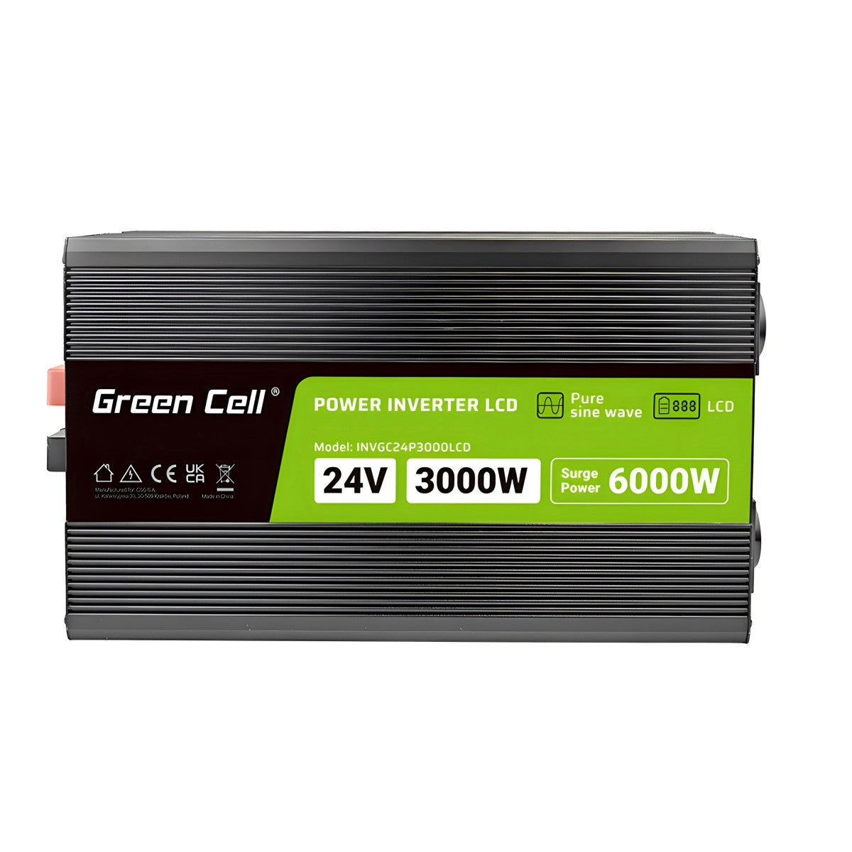 Green Cell Przetwornica napicia PowerInverter LCD 24 V 3000W/60000W Przetwornica samochodowa z wywietlaczem - czysty sinus adaptateur de puissance & onduleur Au