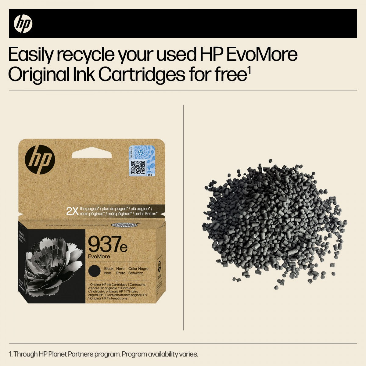 HP 937e EvoMore Black Original Ink Cartridge cartouche d'encre 1 piece(s) Rendement élevé (XL)