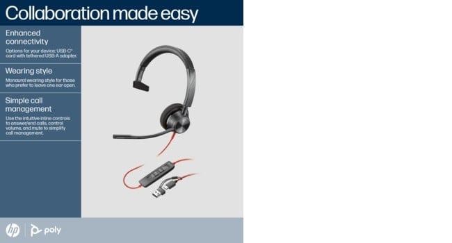 Poly BW 3310 Mono -M USB-C HS+USB-C/A