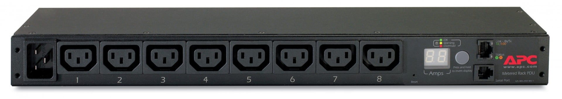 APC Metered Rack PDU AP7821B Rack AC 100-240V Ethernet 10/100 input IEC 60320 C20 oc 8 power IEC 60320 C13 1U 2.4m cord