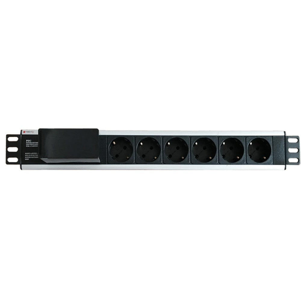 Techly I-CASE STRIP-16SH Multiprise 19' 1.5U X6 - Prises Schuko