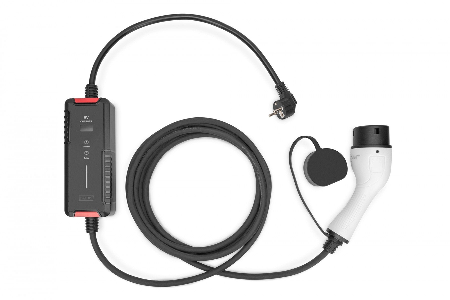 DIGITUS DK-1P16-A-050-BL Chargeur EV, 5 m, 230 V, Type F 7/4 vers EV Type 2, puissance de charge réglable de 1,8 a 3,7 kW, avec sac.
