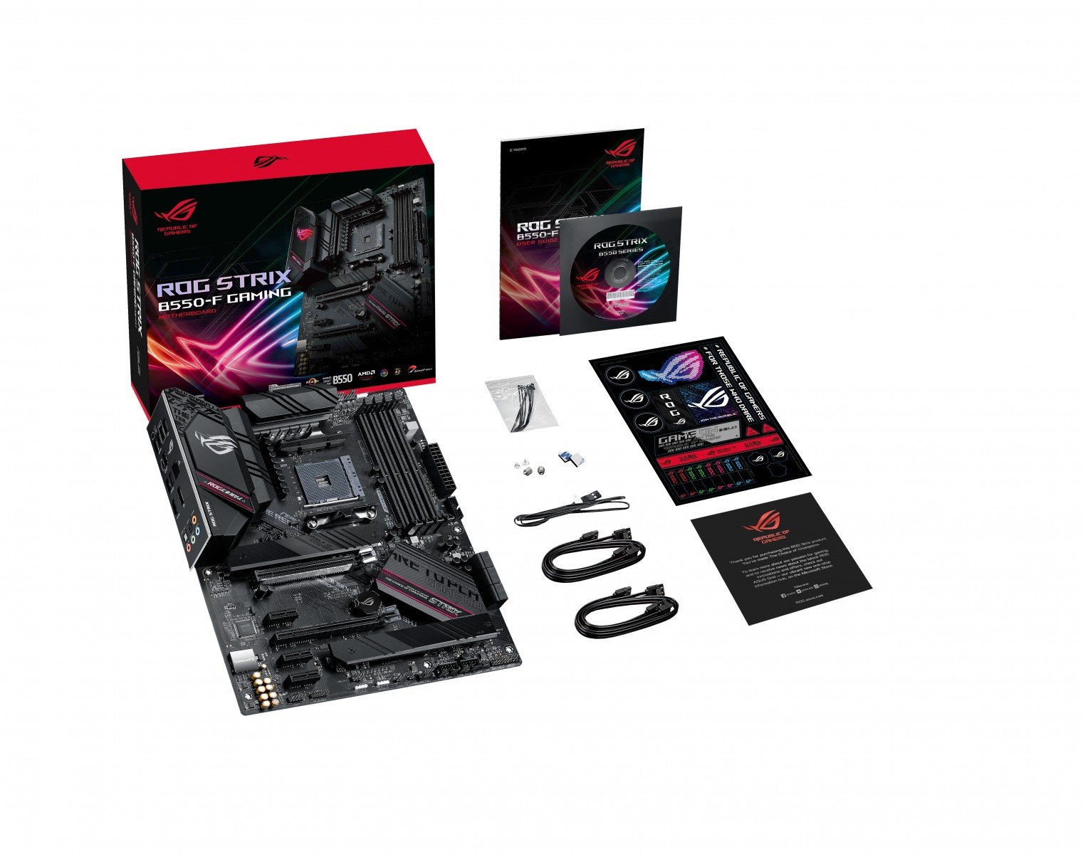 ASUS ROG STRIX B550-F GAMING ATX MB PCIe 4.0-ready dual M.2 USB3.2 Gen 2 Type-C plus HDMI2.1 and DisplayPort1.2 output support