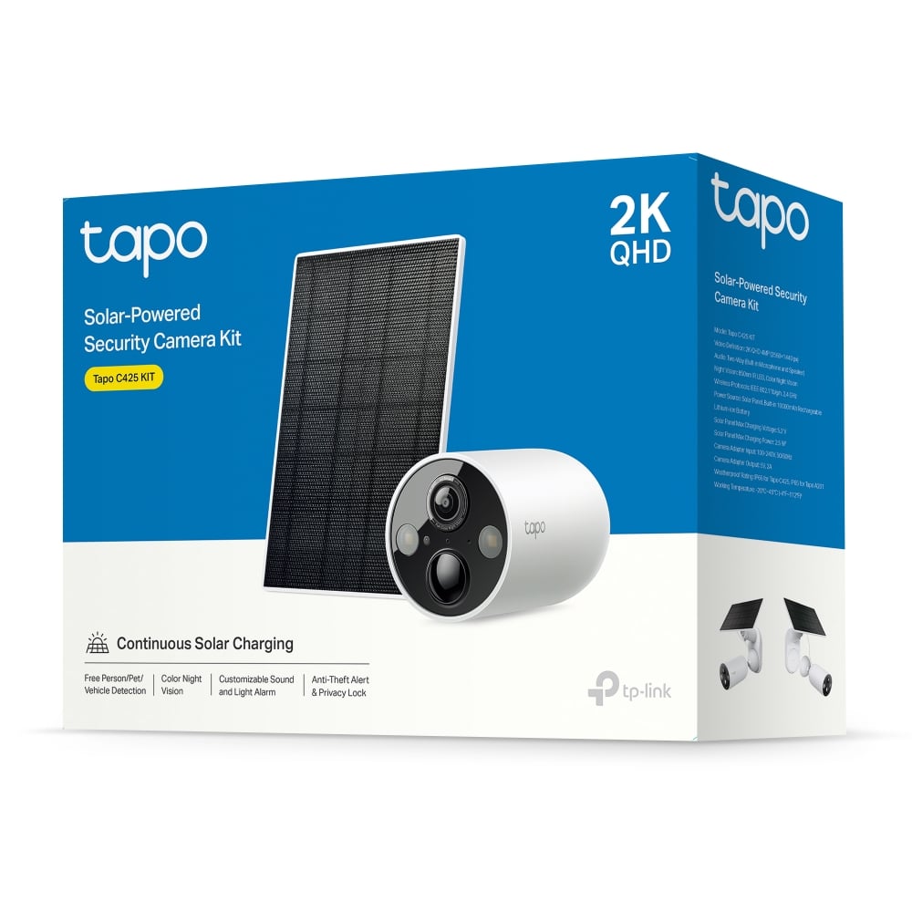 TP-LINK Solar-Powered Security Camera Kit 1x Tapo C425 1x Tapo A201