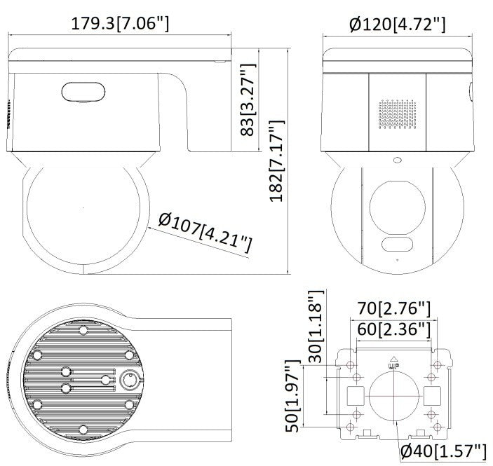 Hikvision DS-2DE3A400BW-DE(F1)(T5) Caméra réseau Mini PT dôme 4 MP 3 pouces ColorVu