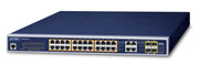 PLANET GS-4210-24P4C commutateur réseau Géré L2/L4 Gigabit Ethernet (10/100/1000) Connexion Ethernet, supportant l'alimentation via ce port (PoE) 1U Bleu