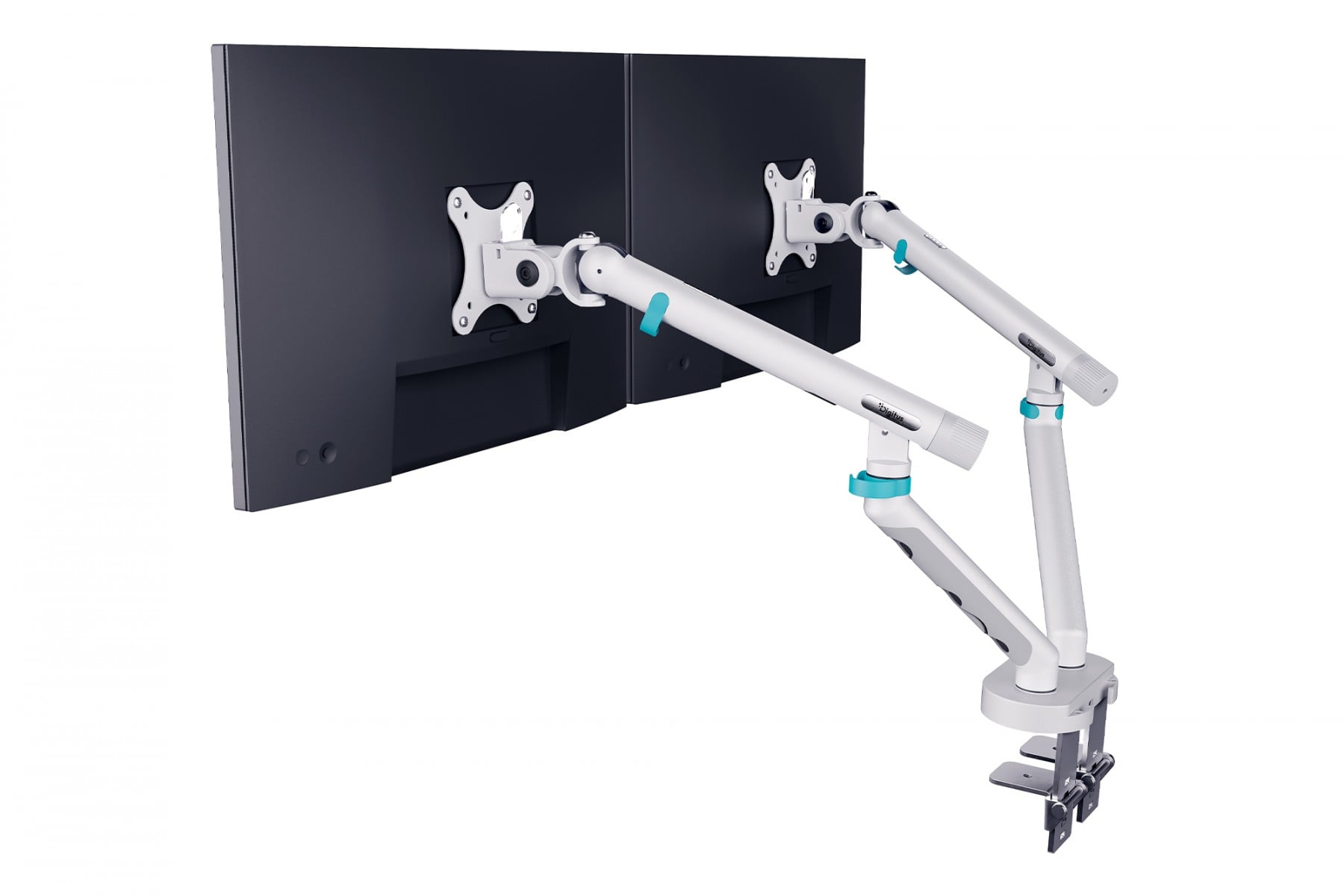 "Digitus DA-90472 Bras de bureau double avec pince et ressort mécanique | 2x LCD max.35"" 2x10kg | VESA: 75x75, 100x100 | Blanc"