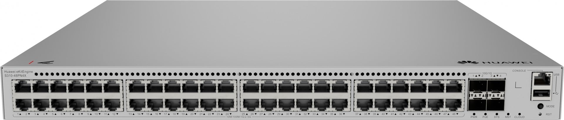 HUAWEI S310-48PN4X 48x10/100/1000/2.5GBASE-T ports 360 W PoE+ 4x10GE SFP+ ports built-in AC power eKit