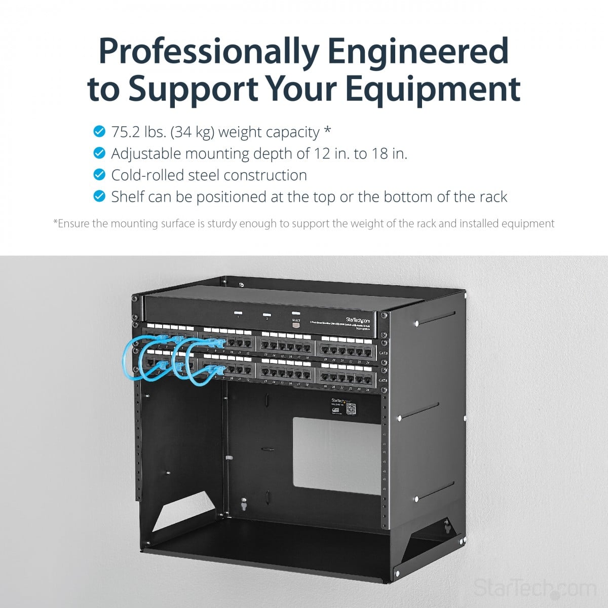 8U Wall-Mount Server Rack with Shelf
