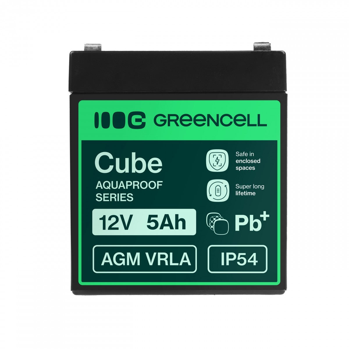Green Cell AGM12V5AH-J AGM VRLA 12V 5Ah sans entretien Batterie pour caisse enregistreuse, jouet, caméra (91x70x102mm)