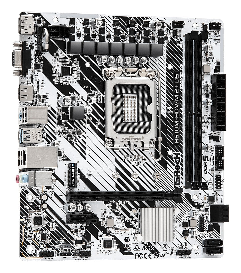 ASRock 90-MXBM50-A0UAYZ Carte mere H610M HDV Micro ATX avec support DDR5