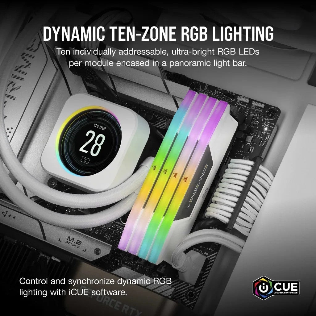 Module de mémoire Corsair Vengeance RGB CMH64GX5M2B6400C32W 64 Go 2 x 32 Go DDR5