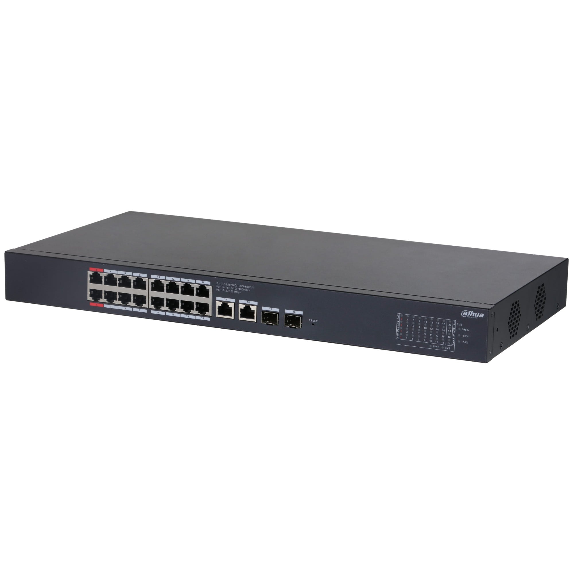Dahua CS4220-16GT-135 Commutateur de bureau Gigabit géré par cloud de 20 ports avec 16 ports PoE