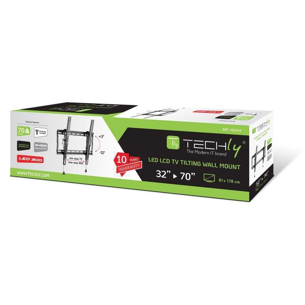 "Techly ICA-PLB 59T Support mural pour TV 32-70"" LED/LCD 70kg inclinable slim 49mm"