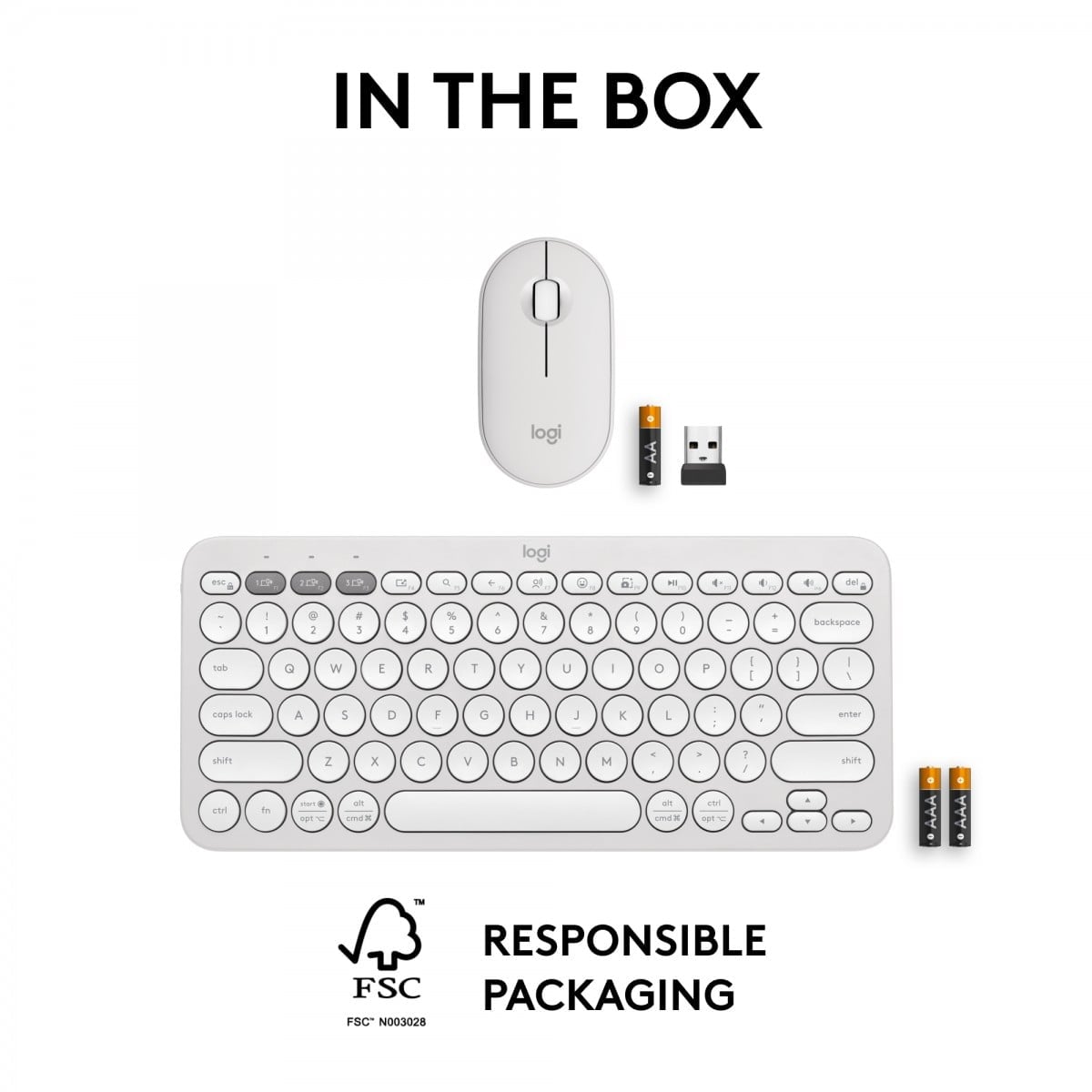 LOGITECH Pebble 2 Combo - TONAL WHITE - (FRA) - 2.4GHZ/BT - N/A - CENTRAL-419 - UNIVERSAL