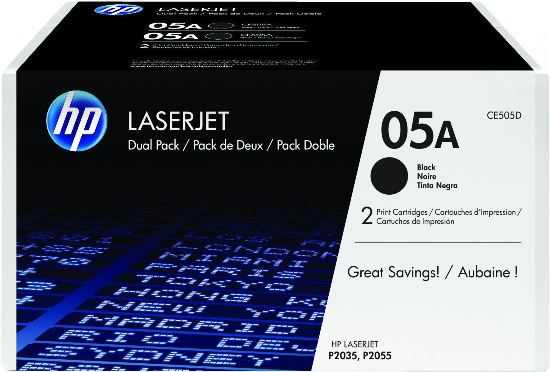 HP 05A original LaserJet Toner cartridge CE505D black standard capacity 2 x 2.300 pages 2-pack