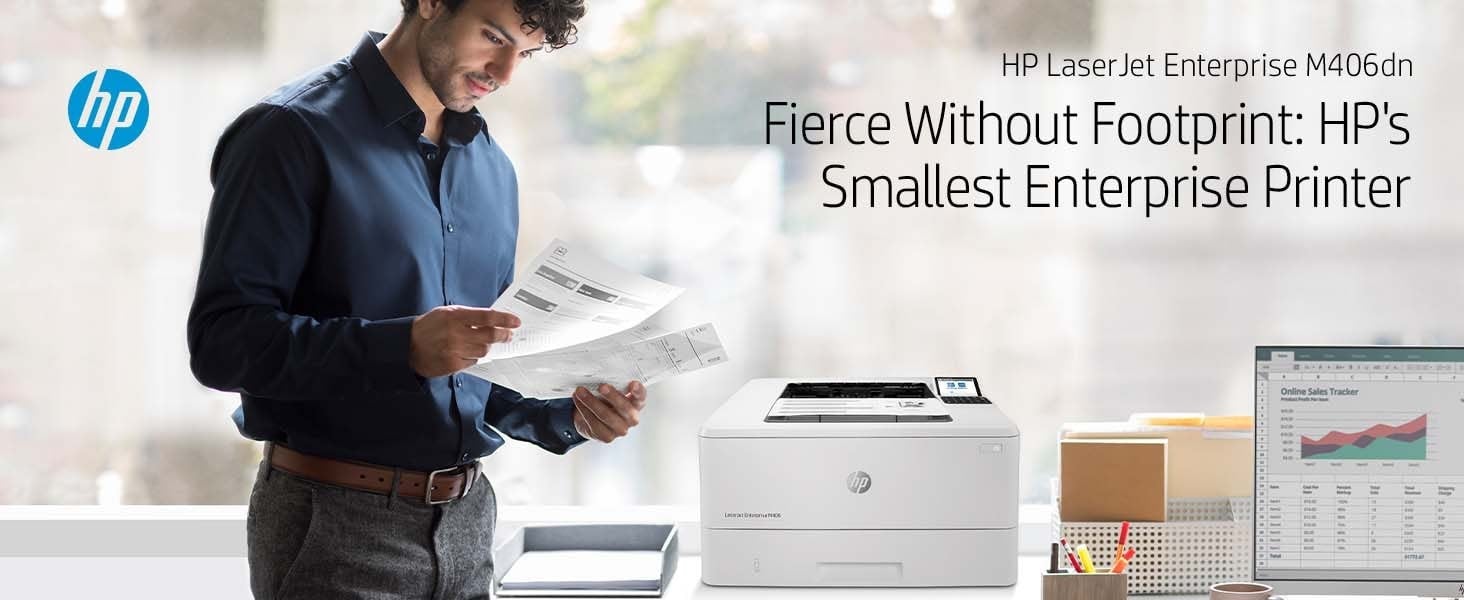 HP LaserJet Enterprise M406dn Printer Mono Duplex laser A4 1200x1200dpi 40ppm 350sheets USB LAN