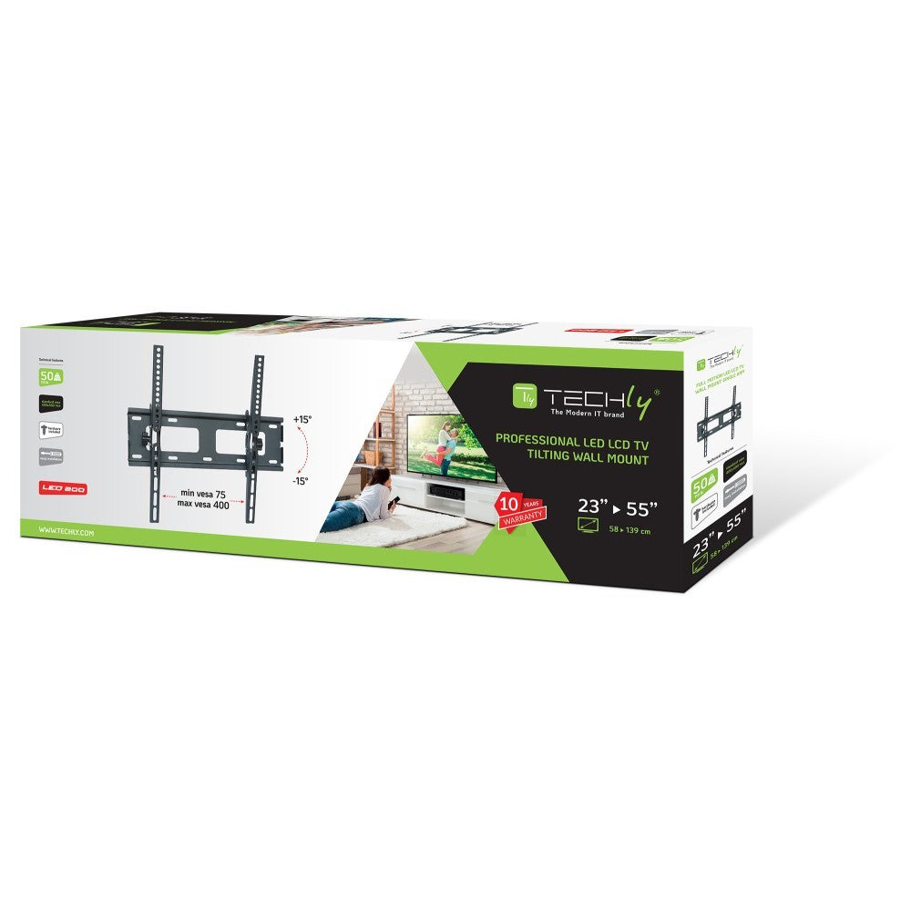Techly ICA-PLB 131M Support mural pour TV 23-55” LED/LCD 50kg inclinable slim 50mm