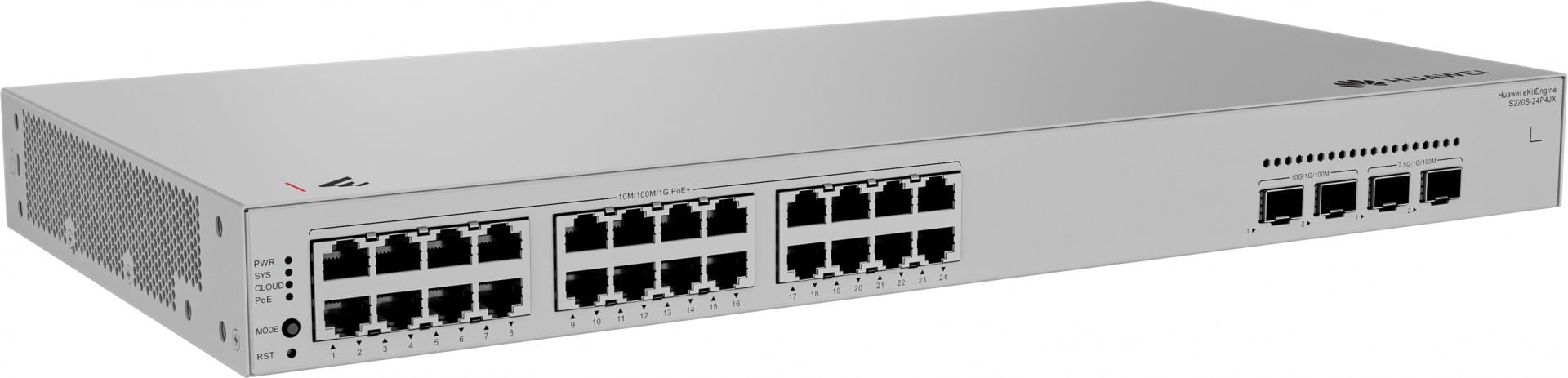 HUAWEI Data Communication S220S-24P4JX S220S-24P4JX S220S-24P4JX 24x10/100/1000BASE-T ports 400 W PoE+ 2x10GE SFP+ ports eKit